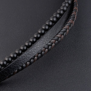 Brazalete triple de piedras y cuero