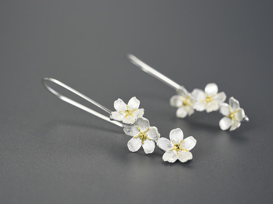 Pendientes florales de Plata 925 con detalles en Oro 18K