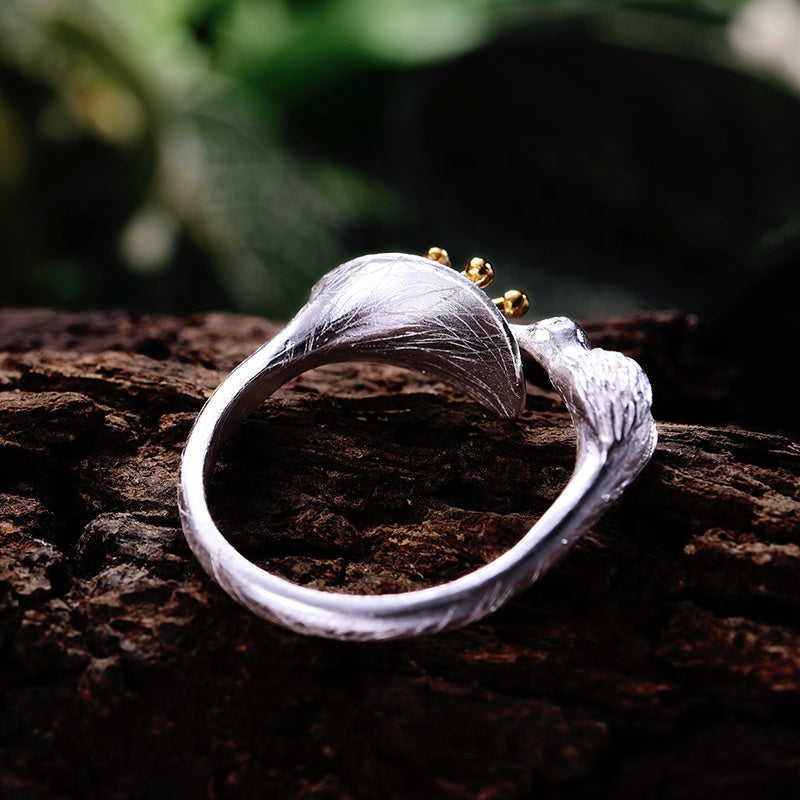Anillo Colibrí de Plata 925 bañada en Oro 18K