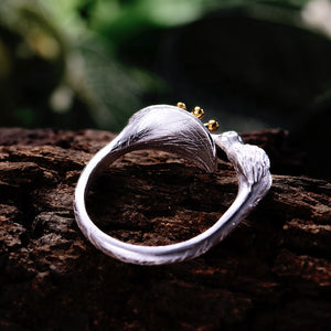 Anillo Colibrí de Plata 925 bañada en Oro 18K