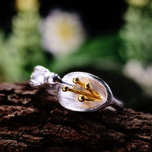 Anillo Colibrí de Plata 925 bañada en Oro 18K