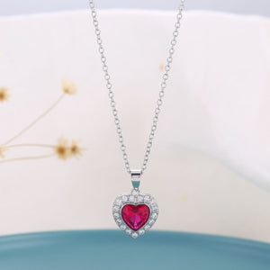 Collar corazón de zirconia y acero