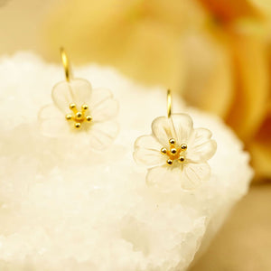 Aritos Flores de Cristal y Plata 925 bañada en Oro 18K