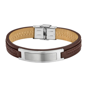 Brazalete Lotus de cuero y acero