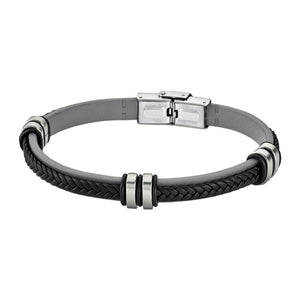 Brazalete Lotus de cuero y acero