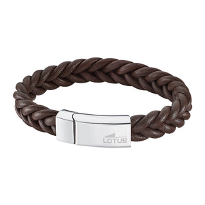 Brazalete Lotus de cuero trenzado