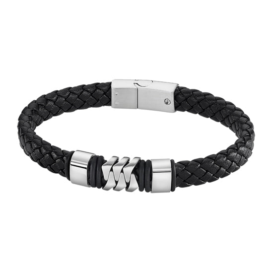 Brazalete Lotus de cuero y acero