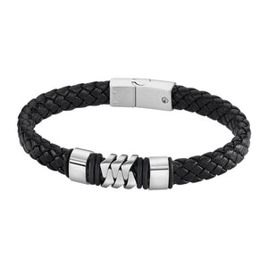 Brazalete Lotus de cuero y acero